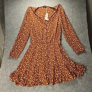 Miss Me Women's Ditsy Floral Dress Rust Size S NWT